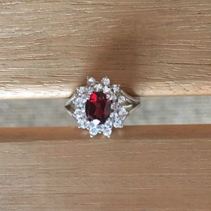 Sterling Silver Simulated Garnet CZ Ring Size 8